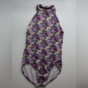 Floral Ballet Leotard with Mesh Back